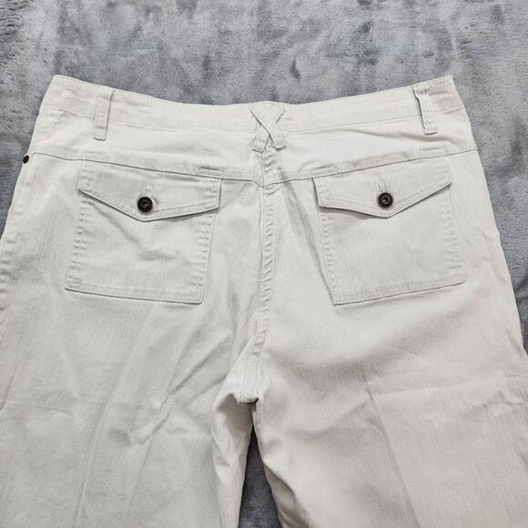 Christopher & Banks Jeans Women 14 White Stretch Crop Capri Side Slit Stretch - Picture 4 of 13